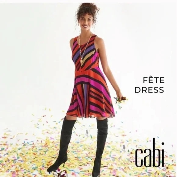 Cabi Fete Striped Fit and Flare Dress #4075 Size Small - Picture 4 of 12